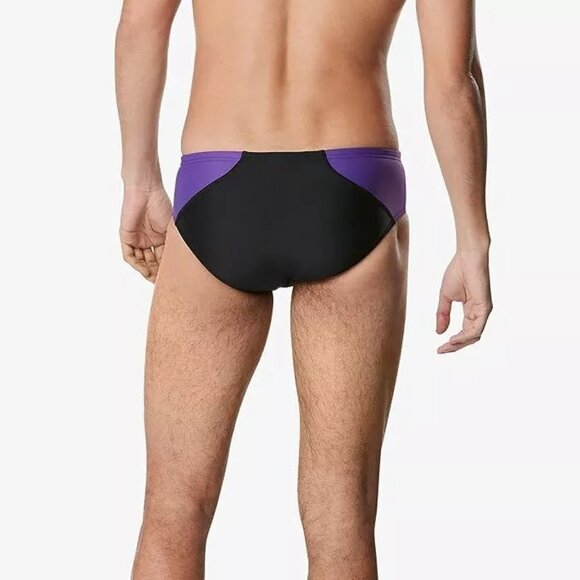 Speedo Men's Swim Briefs Size 36 Black Purple Team Endurance Swimming Water Polo - Picture 4 of 5